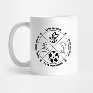 Love Your Mother Plant a Tree Clean the Seas Save the Bees Mug